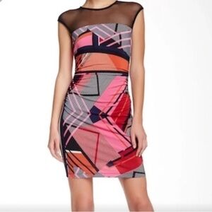Trina Turk Pink and Black Bodycon Mini Dress